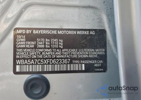 2015 BMW 528 Xi z USA, uszkodzony, nr VIN WBA5A7C5XFD623367